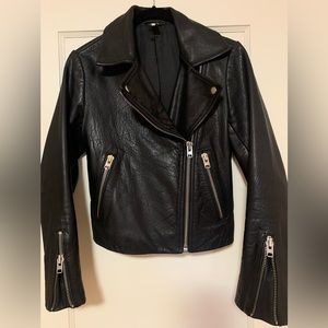 Topshop REAL black leather biker jacket, US2/UK6